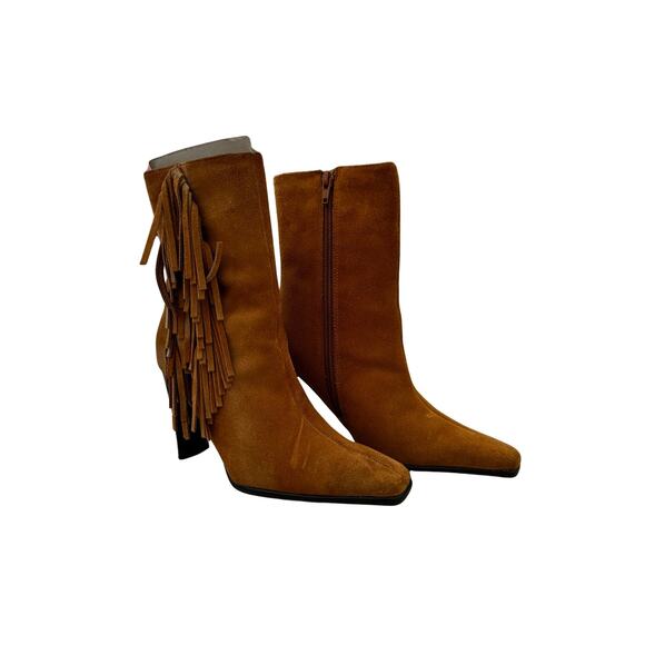 Vintage Predictions Suede Leather Fringe Boots Size 5 - Picture 2 of 8